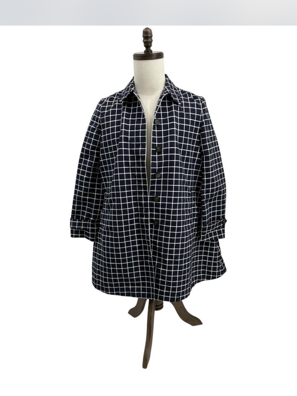 Prada Navy & White Windowpane Coat